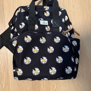 Vogshow Black Daisy Diaper Bag Backpack